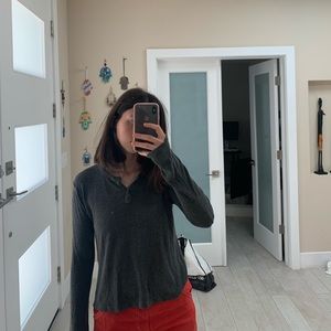 Brandy Melville grey ribbed/knit button up top